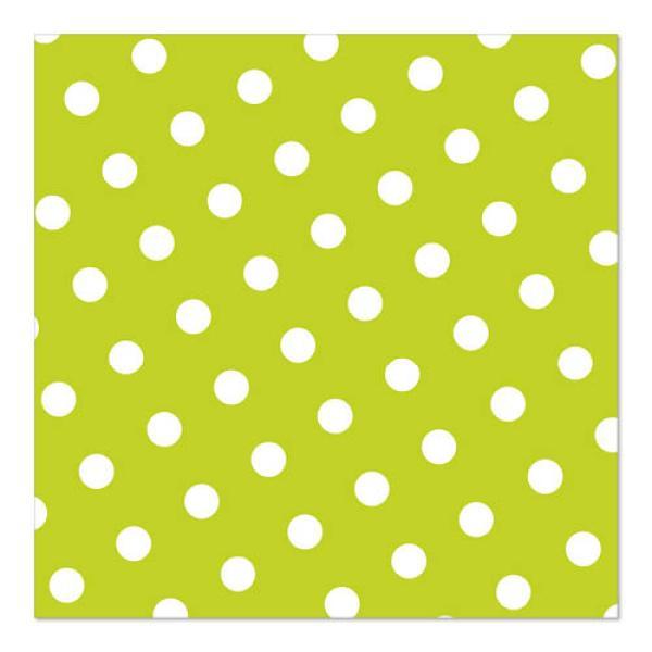 Servietten, limonengrün 3-lagig 1/4-Falz 33 x 33 cm "Dots"