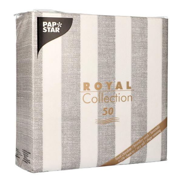 5x50 Servietten "ROYAL Collection" 1/4-Falz 40 cm x 40 cm grau "Lines"