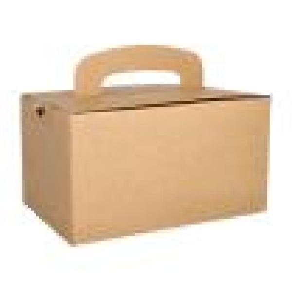 5x20 Lunch-Boxen, Pappe "pure" eckig 12,5 cm x 15,5 cm x 22,5 cm braun mit Tragegriff