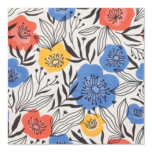 22800 Servietten, 3-lagig 1/4-Falz 33 cm x 33 cm "Flowerfield"