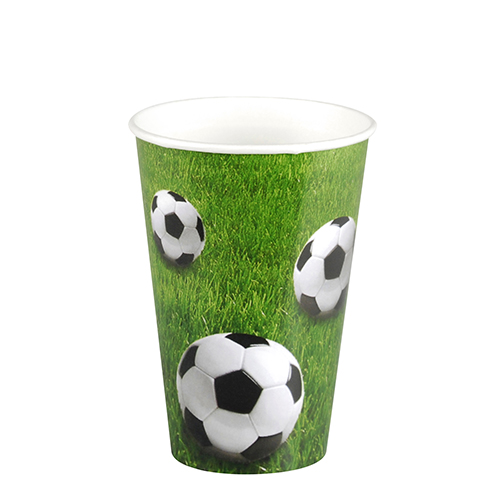 10 Trinkbecher, Pappe 0,2 l Ø 7 cm · 9,7 cm "Football" 10080 Trinkbecher, Pappe 0,2 l Ø 7 cm · 9,7 cm "Football"