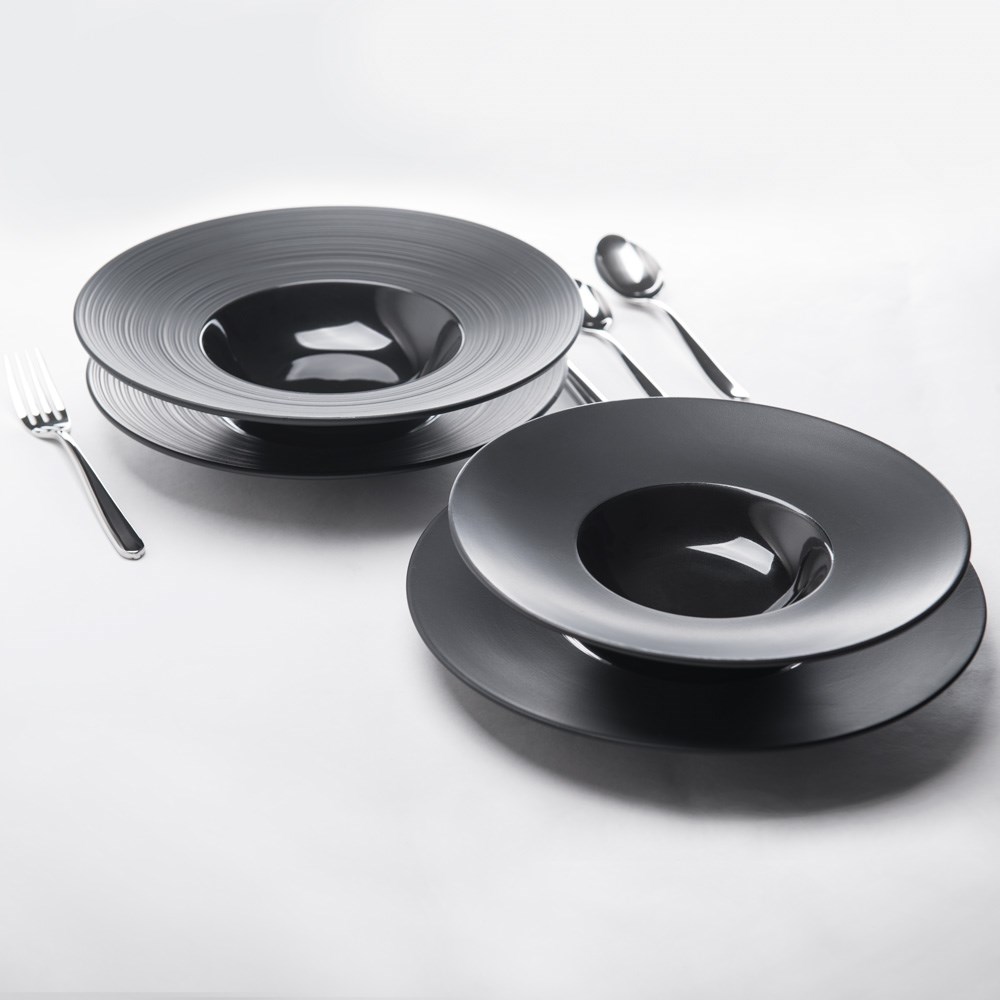 Porzellan Suppenteller aus der Serie Gourmet Kontrast, schwarz, Ø 230 mm Porzellan Suppenteller aus der Serie Gourmet Kontrast, schwarz, Ø 265 mm