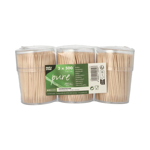 1530000 Zahnstocher, Holz "pure" rund 6,7 cm im Spender