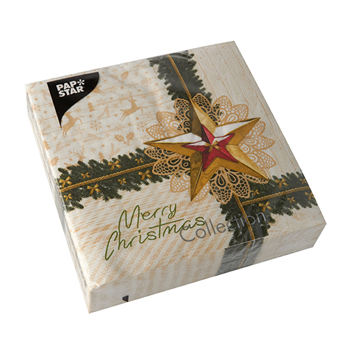 14000 Servietten, 3-lagig 1/4-Falz 40 cm x 40 cm "Golden Star"