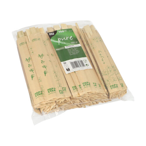 40000 Paar Essstäbchen Bambus "pure" 21 cm einzeln gehüllt