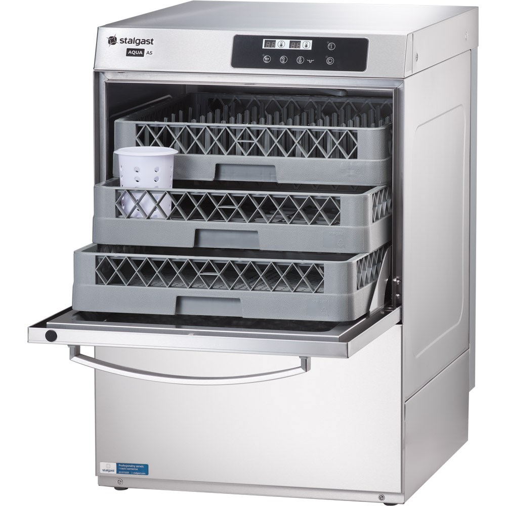 Geschirrspülmaschine Aqua A5 inkl. Klarspülmitteldosier-,Reinigerdosier-, Klarspül- und Ablaufpumpe, 400V, 6,5 kW