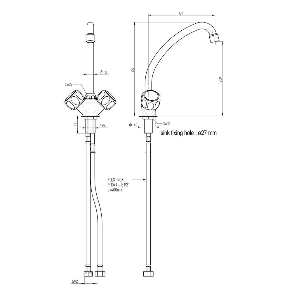MONOLITH Mischbatterie, Einloch-Montage, zwei Mischventile MONOLITH Mischbatterie, Einloch-Montage, zwei Mischventile