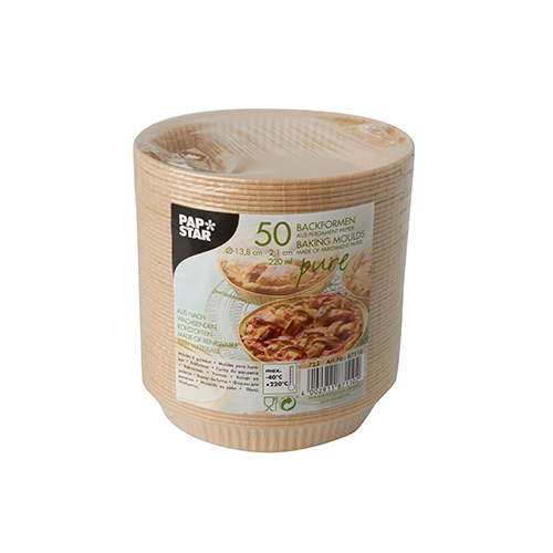 50 Backformen "pure" 220 ml Ø 13,8 cm · 2,1 cm braun