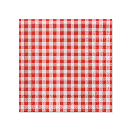 41160 Servietten, 3-lagig 1/4-Falz 25 cm x 25 cm rot "Vichy Karo"