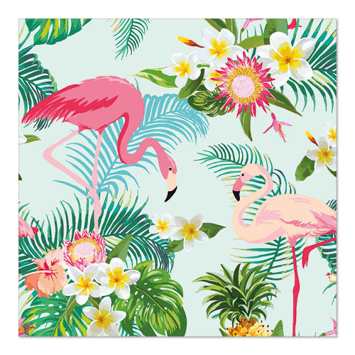 22800 Servietten, 3-lagig 1/4-Falz 33 cm x 33 cm "Exotic Flamingos"