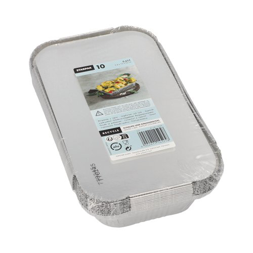 3200 Schalen, Alu + Einlegedeckel, PP-beschichtet eckig 0,65 l 3,4 cm x 13 cm x 22 cm für Lasagne