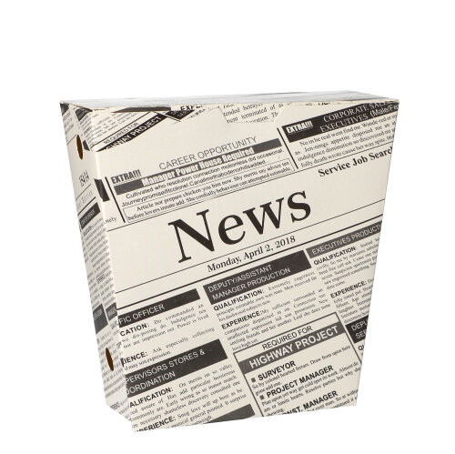 8550 Pommes-Frites-Schütte, Pappe 4,3 cm x 14,5 cm x 11 cm "Newsprint" mit Klappdeckel