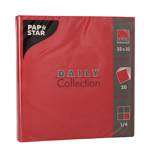 25200 Servietten "DAILY Collection" 1/4-Falz 32 cm x 32 cm bordeaux