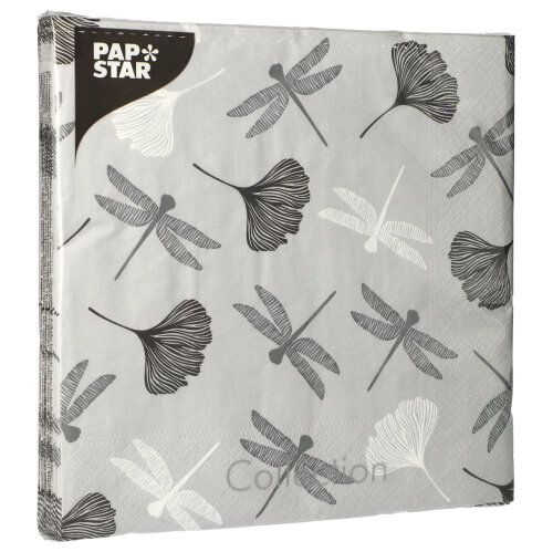 15000 Servietten, 3-lagig 1/4-Falz 40 cm x 40 cm grau "Ginko"