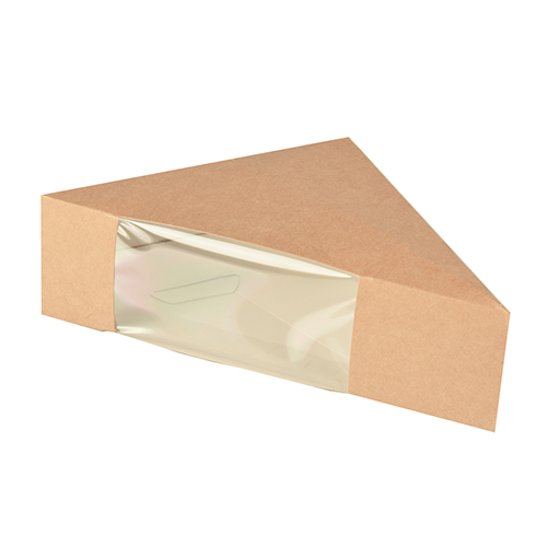 12500 Sandwichboxen, Pappe mit Sichtfenster aus PLA 12,3 cm x 12,3 cm x 5,2 cm braun