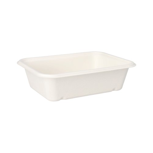4500 Schalen, Zuckerrohr "pure" ungeteilt 5,6 cm x 15,3 cm x 20,3 cm weiss