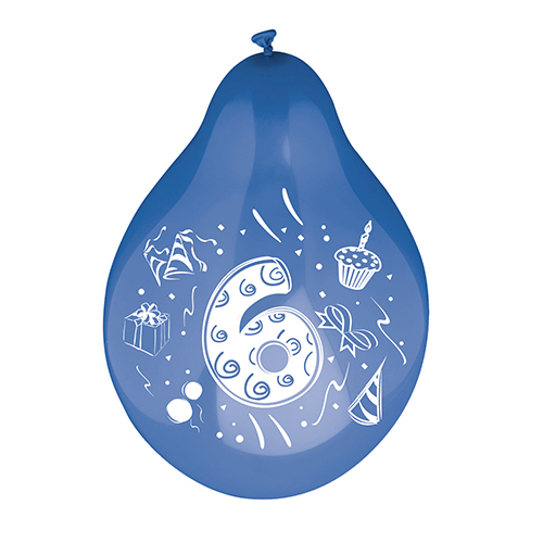 20160 Zahlenluftballons Ø 25 cm farbig sortiert "6"