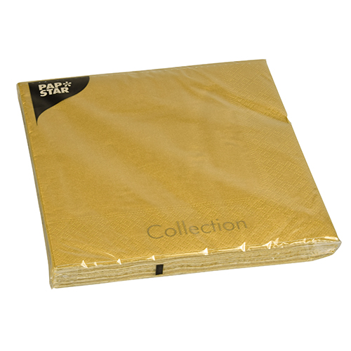 15000 Servietten, 3-lagig 1/4-Falz 40 cm x 40 cm gold