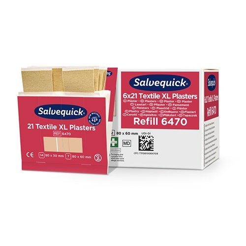 3300 Set "Cederroth" Salvequick Textil Pflaster XL (21 Stück) braun , Refill