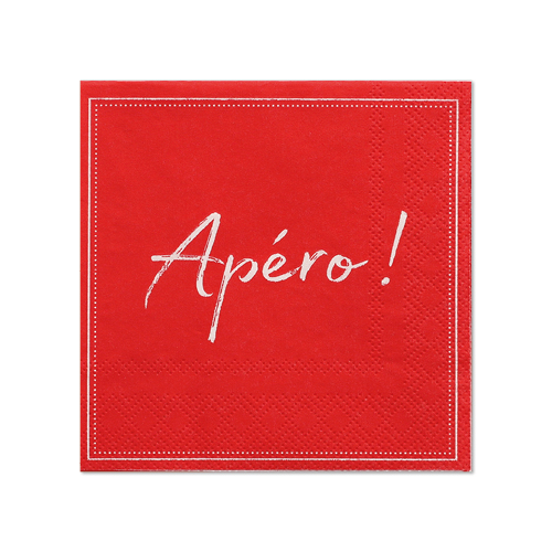 41160 Servietten, 3-lagig 1/4-Falz 25 cm x 25 cm rot "Apero"