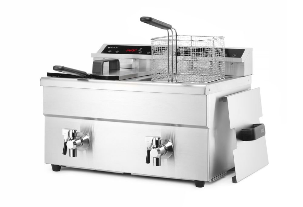 Induktionsfritteuse - mit Ablasshahn 2x8 l, HENDI, Profi Line, 16L, 230V/7000W, 577x609x(H)410mm