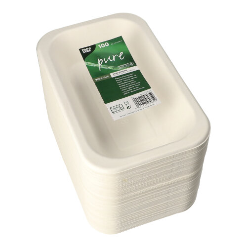 10000 Siegelschalen, Zuckerrohr 750 ml 4,2 cm x 15 cm x 24 cm weiss