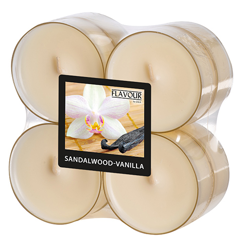 7200 "Flavour by GALA" Maxi Duftlichte Ø 59 mm · 24 mm elfenbein - Sandalwood-Vanilla in Polycarbonathülle