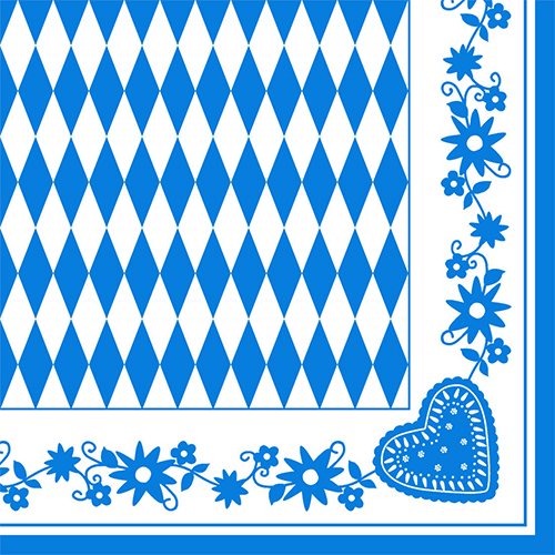 14000 Servietten, 3-lagig 1/4-Falz 40 cm x 40 cm "Bayrisch Blau"