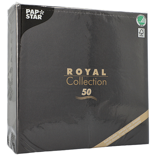 9000 Servietten "ROYAL Collection" 1/4-Falz 48 cm x 48 cm schwarz