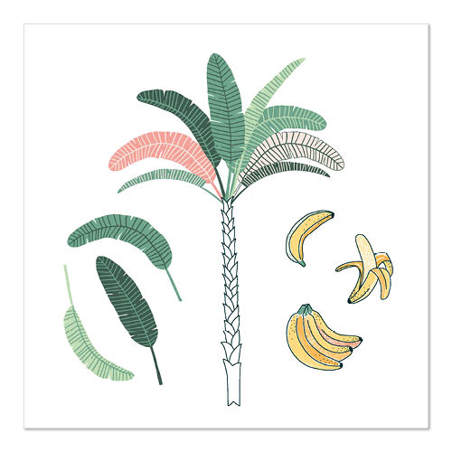22800 Servietten, 3-lagig 1/4-Falz 33 cm x 33 cm "Palm and Bananas"