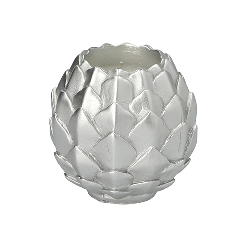 1 Kugelkerze Ø 10 cm silber "Pine Cone" 504 Kugelkerze Ø 10 cm silber "Pine Cone"