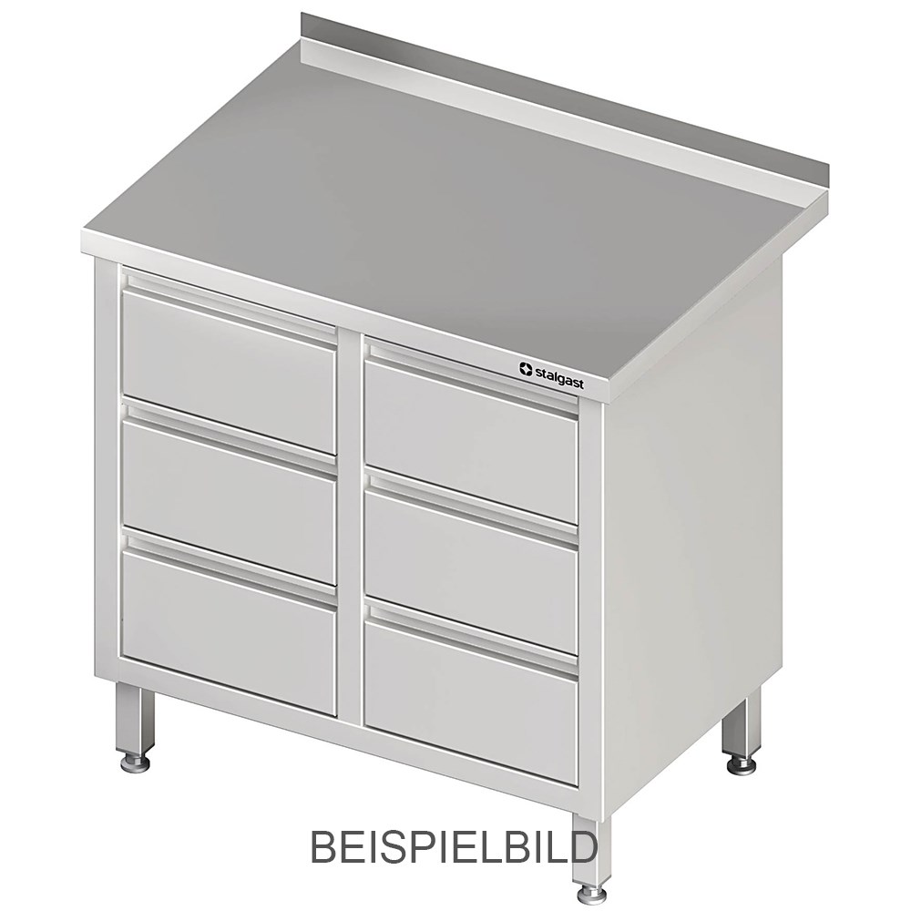 Schubladenschrank mit 2x3 Schubladen, 840x600x850 mm, ohne Aufkantung, verschweißt
