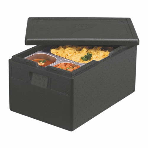 24 Isolier-Transportbehälter, EPP 60 cm x 40 cm x 32 cm schwarz "Gastro-Norm 1/1"