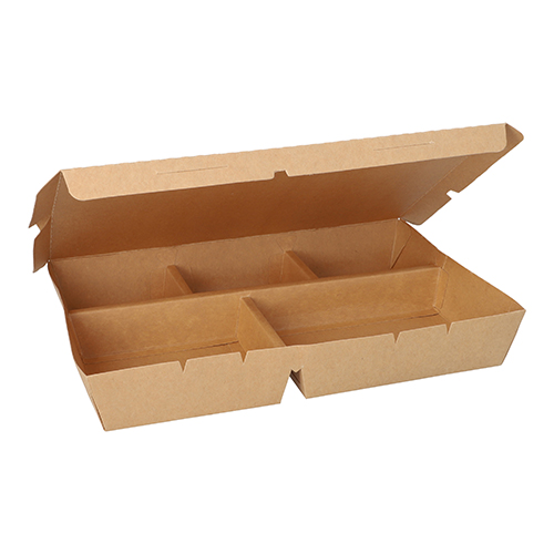 1500 Lunchboxen, Pappe 5-geteilt 900 ml 4,2 cm x 17 cm x 25,5 cm braun