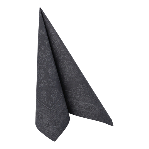12500 Servietten "ROYAL Collection" 1/4-Falz 40 cm x 40 cm schwarz "Arabesque"