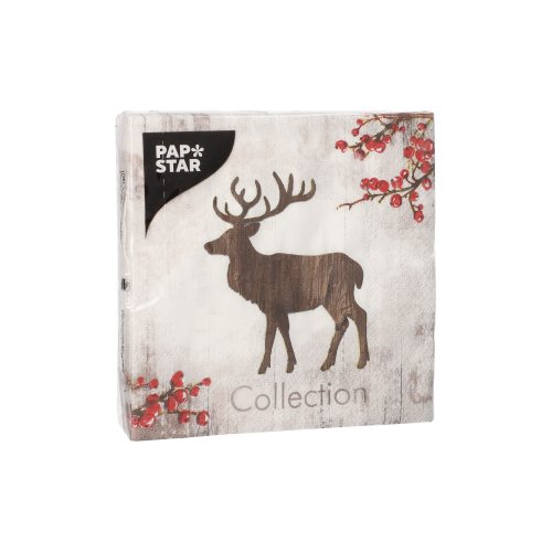 41160 Servietten, 3-lagig 1/4-Falz 25 cm x 25 cm "X-Mas Deer"