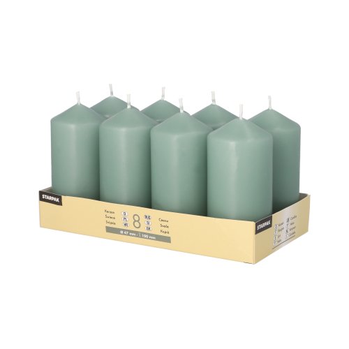 8 Stumpenkerzen Ø 47 mm · 100 mm blaugrün 2304 Stumpenkerzen Ø 47 mm · 100 mm blaugrün