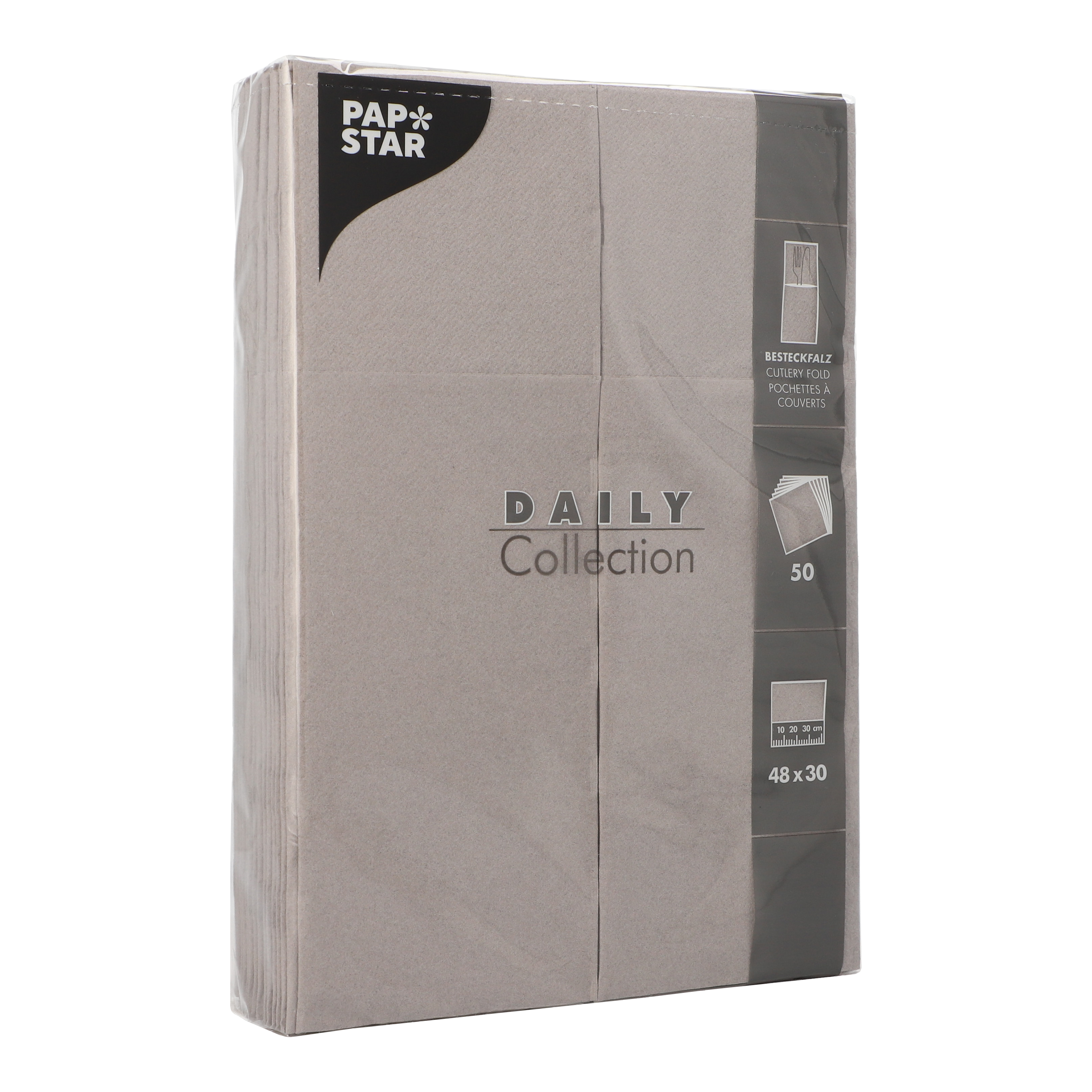 19200 Servietten "DAILY Collection" 48 cm x 30 cm grau mit Besteckfalz