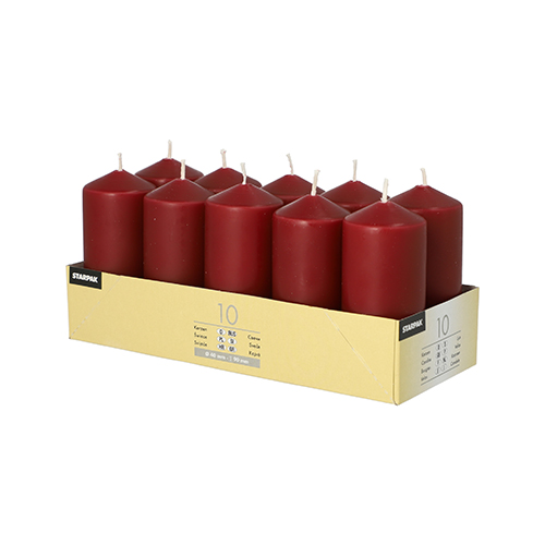 3960 Stumpenkerzen Ø 40 mm · 90 mm bordeaux