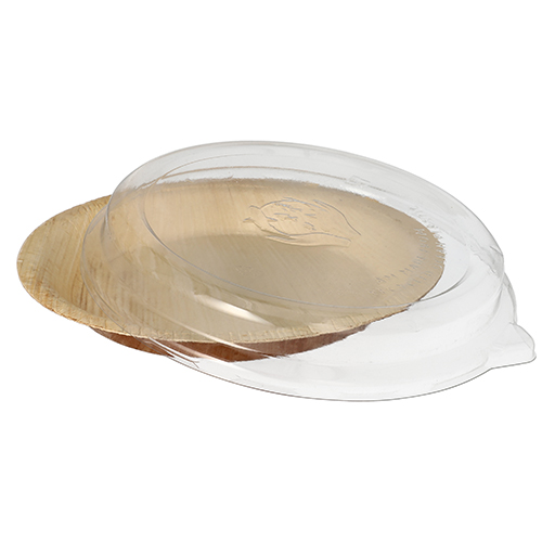 1200 Teller, Palmblatt rund 500 ml Ø 23 cm · 5,3 cm mit rPET Deckel "Kombipack"