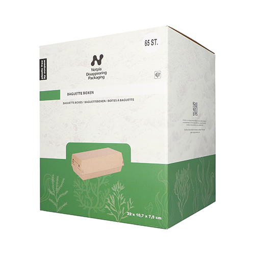 1560 Baguetteboxen, Pappe "NOTPLA" 7,5 cm x 10,7 cm x 22 cm braun