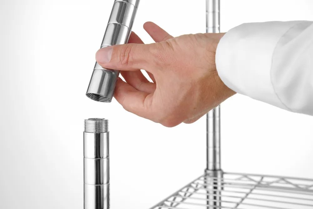 Lagerregal mit 5 Fächern, Chrom, 910x455x(H)1830mm Lagerregal mit 5 Fächern, Chrom, 910x455x(H)1830mm