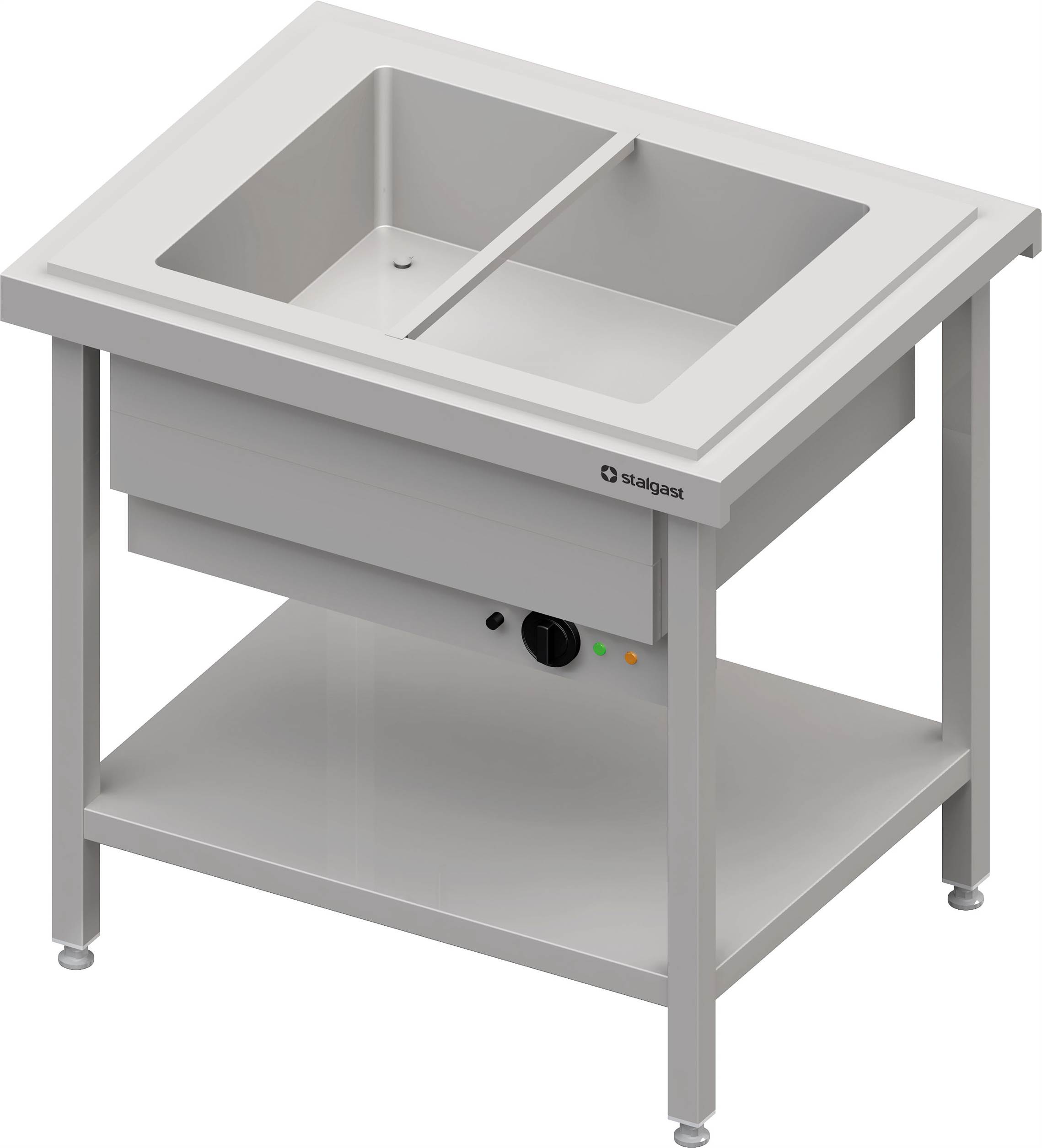 Warmausgabe mit einem Bain-Marie-Becken 2x GN1/1, 920x735x880, Granitabdeckung "Standard G1"