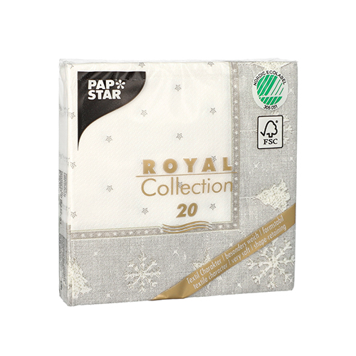 280 Servietten "ROYAL Collection" 1/4-Falz 25 cm x 25 cm silber "X-Mas" 29400 Servietten "ROYAL Collection" 1/4-Falz 25 cm x 25 cm silber "X-Mas"