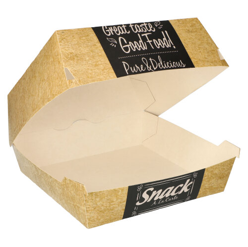 4000 Burgerboxen, Pappe "pure" 8,5 cm x 15,5 cm x 15,5 cm "Good Food" XXL