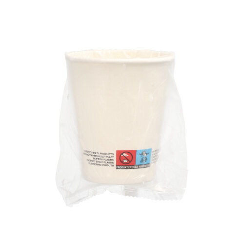 9000 Trinkbecher, Pappe 0,2 l Ø 8 cm · 9,2 cm weiss einzeln gehüllt