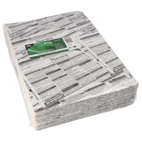 495 kg Einschlagpapiere, Pergament-Ersatz 35 cm x 25 cm "Newsprint" fettdicht