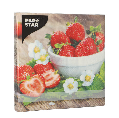 22800 Servietten, 3-lagig 1/4-Falz 33 cm x 33 cm "Strawberry Taste"