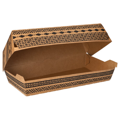 3600 Baguetteboxen, Pappe 7,5 cm x 10,7 cm x 22 cm braun "Maori" groß