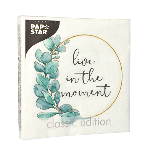 22800 Servietten, 3-lagig 1/4-Falz 33 cm x 33 cm "Live in the Moment"